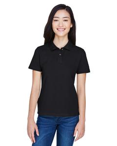 Harriton M200W - Ladies 6 oz. Ringspun Cotton Piqué Short-Sleeve Polo Black