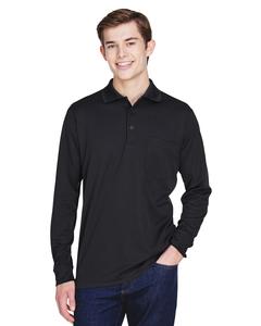 Ash CityCore 365 88192P - Adult Pinnacle Performance Piqué Long Sleeve Polo with Pocket Black