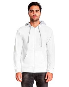 Next Level 9601 - Adult French Terry Zip Hoody White/Heather Gray