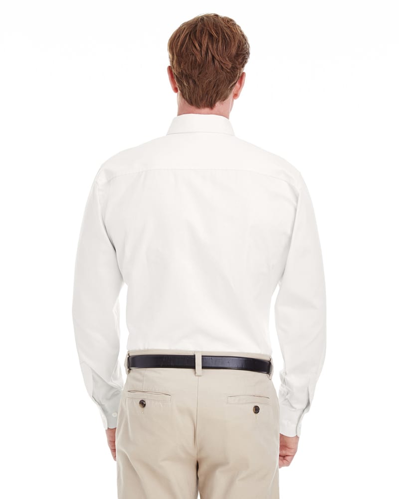Harriton M581T - Men's Tall Foundation 100% Cotton Long Sleeve Twill Shirt with Teflon