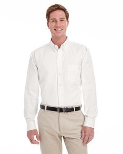Harriton M581T - Men's Tall Foundation 100% Cotton Long Sleeve Twill Shirt with Teflon White