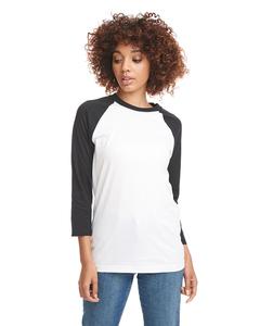 Next Level 6251 - Unisex CVC 3/4 Sleeve Raglan Baseball T-Shirt Black/White