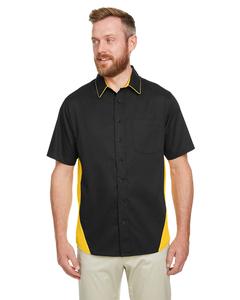 Harriton M586T - Men's Tall Flash IL Colorblock Short Sleeve Shirt Black/Snry Yllw