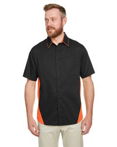 Harriton M586T - Men's Tall Flash IL Colorblock Short Sleeve Shirt Black/Tm Orange