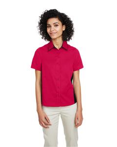 Harriton M586W - Ladies Flash IL Colorblock Short Sleeve Shirt Red/Black