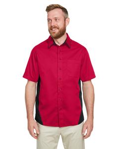 Harriton M586 - Men's Flash IL Colorblock Short Sleeve Shirt Red/Black