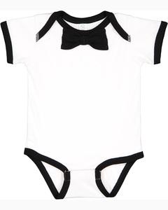 Rabbit Skins RS4407 - Infant Baby Rib Bow Tie Bodysuit White/Black