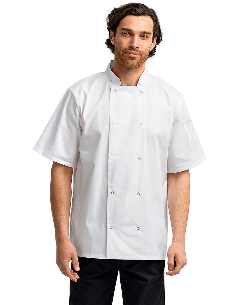 Artisan Collection by Reprime RP664 - Unisex Studded Front Short-Sleeve Chef's Jacket