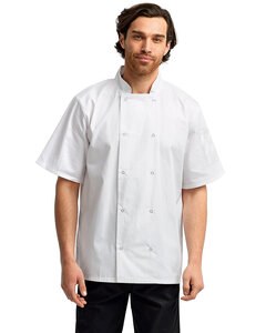 Artisan Collection by Reprime RP664 - Unisex Studded Front Short-Sleeve Chef's Jacket White