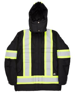 Berne HVNCH03 - Men's Safety Striped Arctic Insulated Chore Coat Black